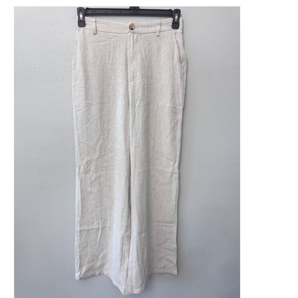 Lulus Linen Blend Wide Leg Pants Women's M High Waist NWT Preppy Beach Vacation
